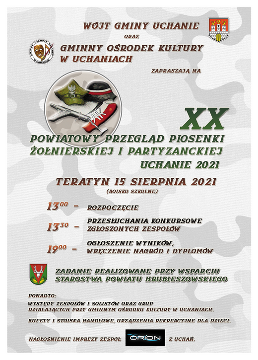 XX Powiatowy Przegląd Piosenki Żołnierskiej i Partyzanckiej Uchanie 2021