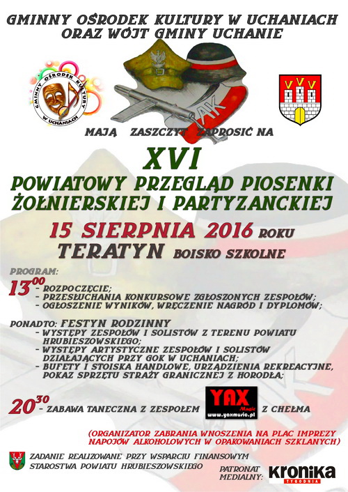 XVI Powiatowy Przegląd Piosenki Żołnierskiej i Partyzanckiej - Uchanie 2016
